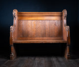 19th Century Golden Oak Foliate Church Pew / Settle - Harrington Antiques