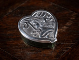 Large Silver & Green Glass Heart Box by Levi & Salaman, Birmingham, 1901.