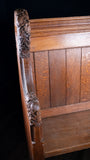19th Century Golden Oak Foliate Church Pew / Settle