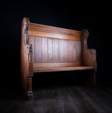 19th Century Golden Oak Foliate Church Pew / Settle