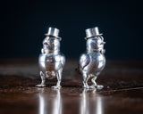 Pair Of Novelty Silver Chick Pepperettes, c.1920