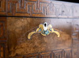 Walnut Parquetry, Brass & Mother Of Pearl Inlaid Tea Caddy, c.1880