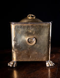 Brass Coal / Kindling Bin With Ram & Paw Feet, c.1890