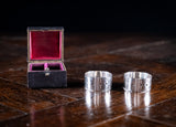 Cased Pair Silver Belt Buckle Napkin Rings by James Dixon & Sons, 1894. - Harrington Antiques
