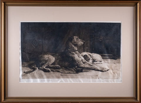 Herbert Dicksee (1862 - 1942) - 'Waiting For Master'. Signed Etching. - Harrington Antiques