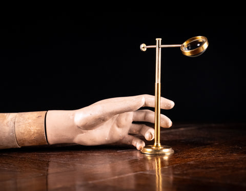 Lacquered Brass Bullseye Condenser Magnifying Glass, c.1910 - Harrington Antiques