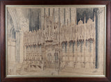 Large Architectural Pen & Ink Drawing Of A Cathedral, Dated 1908 - Harrington Antiques