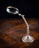 Large Brass Angle - Poise Library Magnifying Glass, c.1910 - Harrington Antiques