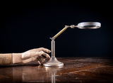 Large Brass Angle - Poise Library Magnifying Glass, c.1910 - Harrington Antiques