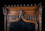 Large Gothic Walnut Overmantel Mirror, c.1880 - Harrington Antiques