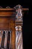 Large Gothic Walnut Overmantel Mirror, c.1880 - Harrington Antiques