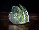 Large Silver & Green Glass Heart Box by Levi & Salaman, Birmingham, 1901. - Harrington Antiques