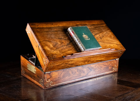 Monumental Rosewood Brass Inlaid Writing Slope, c.1840 - Harrington Antiques