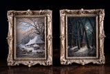 Pair Of Rural Scenes at Dusk & Evening, Dated 1838. Oil On Board. - Harrington Antiques