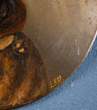 Pug With Bell Collar - Oil on Tin. Naive School. C.1900. - Harrington Antiques