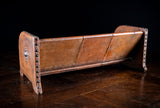Studded Tan Leather Book Trough, c. 1880 - Harrington Antiques