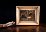 'The Dog & Hog' 19th Century Oil On Canvas. Naive School. - Harrington Antiques