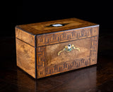 Walnut Parquetry, Brass & Mother Of Pearl Inlaid Tea Caddy, c.1880 - Harrington Antiques