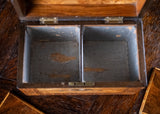 Walnut Parquetry, Brass & Mother Of Pearl Inlaid Tea Caddy, c.1880 - Harrington Antiques