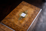 Walnut Parquetry, Brass & Mother Of Pearl Inlaid Tea Caddy, c.1880 - Harrington Antiques