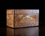 Walnut Parquetry, Brass & Mother Of Pearl Inlaid Tea Caddy, c.1880 - Harrington Antiques