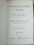 1867 The Constitutional History of England by Henry Hallam. Complete in 3 Volumes. (Eton School Prize Binding) - Harrington Antiques