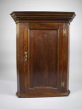 18th Century Oak Hanging Corner Cabinet With Fitted Interior & Key. - Harrington Antiques