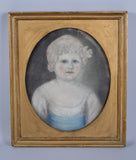 18th Century Pastel Of A Young Girl In Blue. - Harrington Antiques