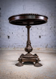 19th Century Cast Iron Tilt Table With Later Flame Mahogany Top. - Harrington Antiques