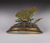 19th Century Cold Painted Bronze Butterfly Letter Clip - Harrington Antiques
