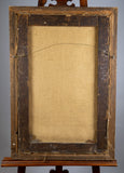 19th Century Folk Art - Horse & Rider In Maple Frame. Oil On Canvas. - Harrington Antiques