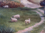 19th Century Oil On Canvas - Lady Walking By Pond. Signed 'T. Morris'. - Harrington Antiques