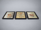 3 x Original Ink & Watercolour Comic Hunting Illustrations by Charles Edmund Brock (1870-1938) - Harrington Antiques