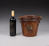 Early 20thC Leather Ice Bucket With Royal Coat Of Arms