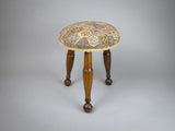 Late 19th Century Small Oak Needlework Stool With Tapered Ball Legs