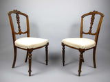 A Pair of 19th Century Edwardian Ornate Walnut Side Chairs (c.1901-1910) - Harrington Antiques