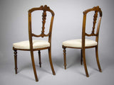 A Pair of 19th Century Edwardian Ornate Walnut Side Chairs (c.1901-1910) - Harrington Antiques