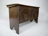 Antique 17th Century Carved Oak Six Plank Coffer / Chest. - Harrington Antiques