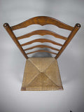 Antique 19th Century Elm and Rush Ladder Back Chair With Rush Seat - Harrington Antiques