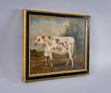 Early 20th Century Prize Bull In Landscape. Dated 1921. Oil On Board. - Harrington Antiques