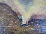 Early 20th Century Prize Pig In Landscape, Oil On Panel - English School. - Harrington Antiques