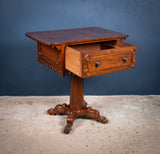 Early Victorian Gothic Revival Rosewood & Mahogany Side Table - Harrington Antiques