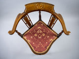 Edwardian Mahogany Inlaid Corner Chair With Musical Instrument Motif - Harrington Antiques