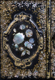 Fine Mother of Pearl & Abalone Ebonised Papier-Mache Jewellery Cabinet, c.1850. - Harrington Antiques