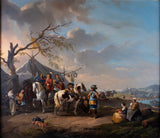Follower Of Philips Wouwerman (1619-1668) - A Military Camp - 18th Century, Oil On Canvas. - Harrington Antiques
