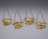 Four Silver Gilt Vine Leaf Decanter Labels by SMD, London, 1968. - Harrington Antiques