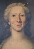 Large 18th Century Portrait Of A Young Lady In A Silk Dress - Harrington Antiques