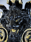 Large 19th Century French Napoleon III Black & Gold Figural Lion Mirror, c.1870 - Harrington Antiques
