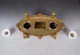 Large 19th Century Gilt Bronze Inkwell With Hound & Monopedic Lion Legs - Harrington Antiques