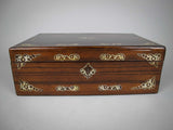 Large 19th Century Rosewood and Mother of Pearl Writing Slope With Key. - Harrington Antiques